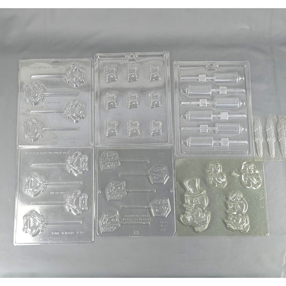Vintage Plastic Chocolate Candy Mold Lot Butterfly Frog Syringe Block Croc